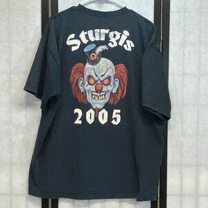 Distressed Sturgis 2005 Clown Graphic Biker Motorcycle Rally T-Shirt Black 2XL